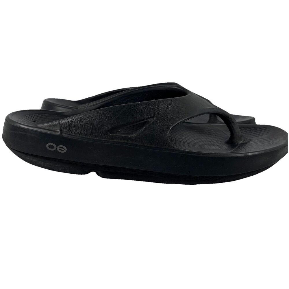 OOfos OOriginal Black Recovery Comfort Thong Sandals Men's Size 10